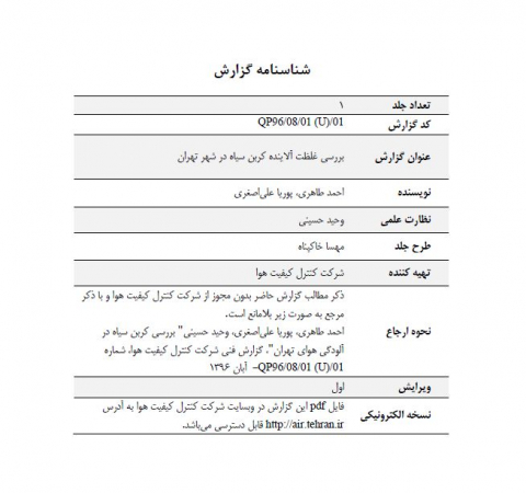 بررسی غلظت آلاینده کربن سیاه در شهر تهران